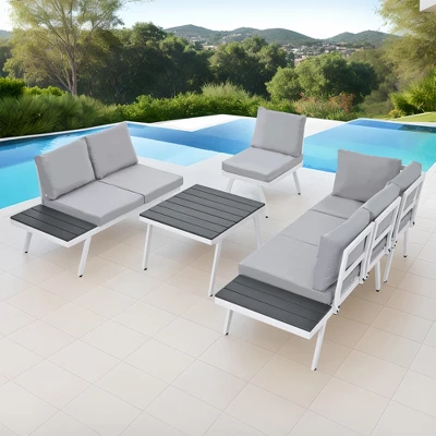 ModernLuxe Industrial Aluminum 5-Piece Outdoor Patio Furniture Set with Integrated Tables 4 ModernLuxe Industrial Aluminum 5-Piece Outdoor Patio Furniture Set with Integrated Tables - Image 2