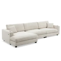 ModernLuxe 134" Oversized Corduroy Sectional Sofa with USB & Cup Holders -Luxe Furniture Sale GUEST 26345cef e47e 4c58 a1bb 1bea3d78af27