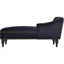 58" Velvet Chaise Lounge, Button Tufted Right Arm Facing Sleeper Lounge Chair With Nailhead Trim & Solid Wood Legs Black-ModernLuxe -Luxe Furniture Sale GUEST 2678ef79 48e8 4865 9b4f 61b9ba7b25bf