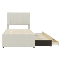 Twin/Full Size Platform Bed, Wooden Upholstered Bed Frame With Twin Trundle Bed And 3 Drawers - ModernLuxe 16 Twin/Full Size Platform Bed, Wooden Upholstered Bed Frame With Twin Trundle Bed And 3 Drawers - ModernLuxe -Luxe Furniture Sale GUEST 26ba5c45 2ee2 410f ad38 793890e71103