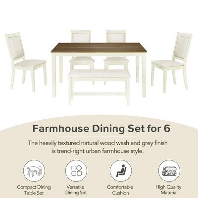 ModernLuxe 6-Piece Solid Wood Dining Set with Upholstered Chairs and Bench 5 ModernLuxe 6-Piece Solid Wood Dining Set with Upholstered Chairs and Bench - Image 3