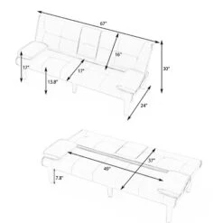 67" Loveseat Folding Sofa Bed With Adjustable Backrest & Cup Holders, Convertible Futon Sofa Couch - ModernLuxe -Luxe Furniture Sale GUEST 2726423f 0629 4bb0 a0a7 5a3feeb3047d