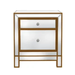 ModernLuxe Silver Mirrored Nightstand - Elegant 1-Door Bedside Table with Crystal Accents -Luxe Furniture Sale GUEST 27e69fb6 c1fb 4435 8f3b 251a5ab94bcc