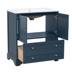 30'' Modern Bathroom Vanity With Ceramic Sink, Freestanding Storage Cabinet With Soft Close Doors, Drawer & Gold Handles, Blue - ModernLuxe 22 30'' Modern Bathroom Vanity With Ceramic Sink, Freestanding Storage Cabinet With Soft Close Doors, Drawer & Gold Handles, Blue - ModernLuxe -Luxe Furniture Sale GUEST 2919b04b 4b38 4430 9d6b 5345bf0a8fe2