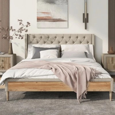 Queen Size Upholstered Wood Platform Bed-ModernLuxe 3 Queen Size Upholstered Wood Platform Bed-ModernLuxe