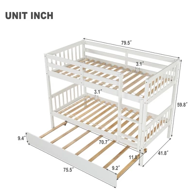 ModernLuxe Twin Over Twin Wood Bunk Bed with Trundle and Safety Ladder 5 ModernLuxe Twin Over Twin Wood Bunk Bed with Trundle and Safety Ladder - Image 3