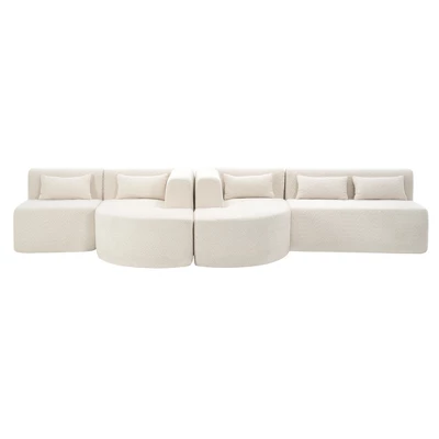 144"W Upholstered Free-combined Sectional Sofa Couch With Two Chaise Loungers And 5 Back Pillows For Living Room -ModernLuxe 11 144"W Upholstered Free-combined Sectional Sofa Couch With Two Chaise Loungers And 5 Back Pillows For Living Room -ModernLuxe - Image 9