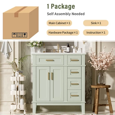 ModernLuxe 30-Inch Free-Standing Bathroom Vanity with Ceramic Undermount Sink 10 ModernLuxe 30-Inch Free-Standing Bathroom Vanity with Ceramic Undermount Sink - Image 8