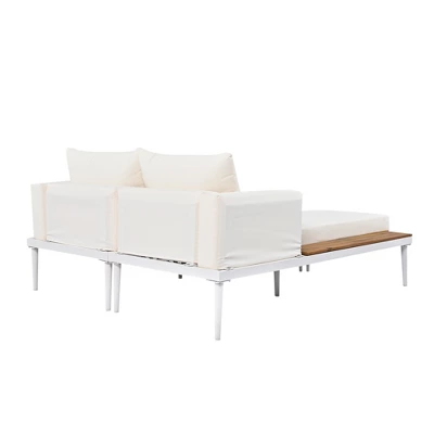 ModernLuxe Outdoor Patio Daybed - 2-in-1 Padded Chaise Lounge with Acacia Wood Side Tables 8 ModernLuxe Outdoor Patio Daybed - 2-in-1 Padded Chaise Lounge with Acacia Wood Side Tables - Image 6