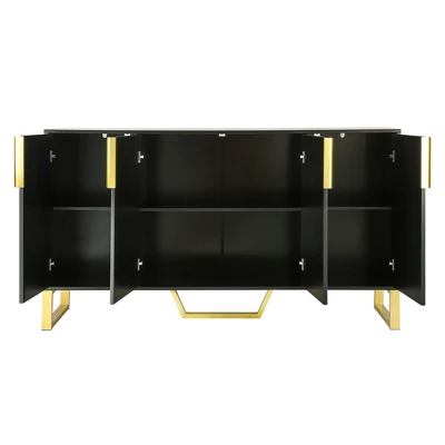 Modern Buffet Sideboard Cabinet With Metal Handles & Legs And Adjustable Shelves-ModernLuxe 11 Modern Buffet Sideboard Cabinet With Metal Handles & Legs And Adjustable Shelves-ModernLuxe - Image 9