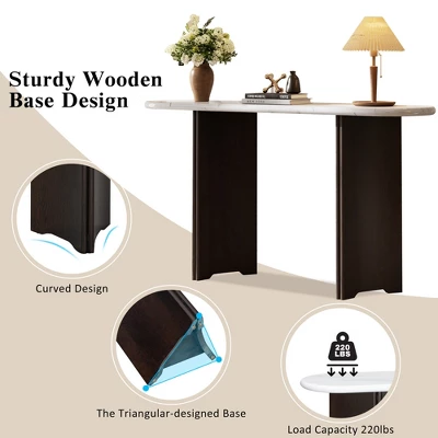 ModernLuxe 53.9" Modern Entryway Console Table with Oval Marble-Style Top and Solid Wood Curved Legs 6 ModernLuxe 53.9" Modern Entryway Console Table with Oval Marble-Style Top and Solid Wood Curved Legs - Image 4