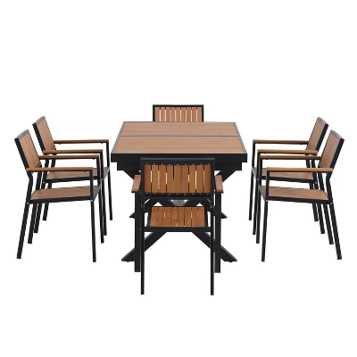 ModernLuxe 7-Piece Outdoor Dining Set with Extendable Table & 6 Chairs 8 ModernLuxe 7-Piece Outdoor Dining Set with Extendable Table & 6 Chairs - Image 6
