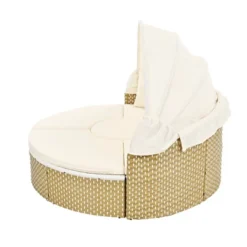 ModernLuxe Round Outdoor Rattan Sectional Daybed with Retractable Canopy -Luxe Furniture Sale GUEST 2c51c249 5097 407f 9889 7d7e3ccc7cf0