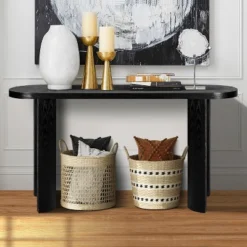 60''W Console Table With Curved Legs, Vintage Crafted Entryway Sofa Table - ModernLuxe
