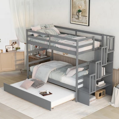 ModernLuxe Twin Over Twin Bunk Bed with Trundle, Stairs, and Storage Shelves 5 ModernLuxe Twin Over Twin Bunk Bed with Trundle, Stairs, and Storage Shelves - Image 3