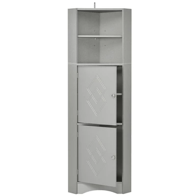 Tall Bathroom Freestanding Corner Cabinet With Door And Adjustable Shelves - ModernLuxe 7 Tall Bathroom Freestanding Corner Cabinet With Door And Adjustable Shelves - ModernLuxe - Image 5