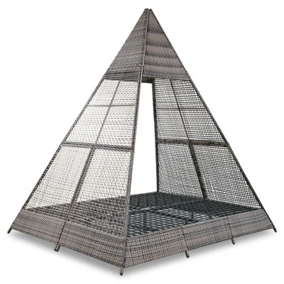 ModernLuxe 90.5" Outdoor Sunbed with Pyramid Tent Canopy and Privacy Curtains 11 ModernLuxe 90.5" Outdoor Sunbed with Pyramid Tent Canopy and Privacy Curtains - Image 9