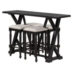 5 PCS Counter Height Wood Dining Table Set, Console Table With Trestle Legs And 4 Stools-ModernLuxe -Luxe Furniture Sale GUEST 2d53e938 6bbf 4d3c a570 dcacea13add4