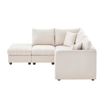 ModernLuxe 89" Modern L-Shaped 5-Seat Sectional Sofa with Convertible Ottoman 8 ModernLuxe 89" Modern L-Shaped 5-Seat Sectional Sofa with Convertible Ottoman - Image 6