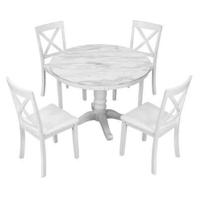 ModernLuxe 5-Piece White Solid Wood Dining Table and Chairs Set 7 ModernLuxe 5-Piece White Solid Wood Dining Table and Chairs Set - Image 5