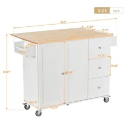 52.7 In. W Mobile Kitchen Island With Drop Leaf Wood Top, Spice Rack And Locking Wheels-ModernLuxe 16 52.7 In. W Mobile Kitchen Island With Drop Leaf Wood Top, Spice Rack And Locking Wheels-ModernLuxe -Luxe Furniture Sale GUEST 2f1121d5 8981 446d aefb 4179d6bfc8bc