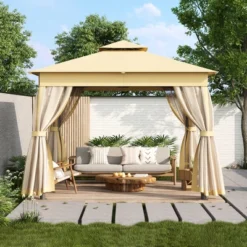 ModernLuxe Double Roof Patio Gazebo with Mosquito Netting