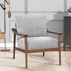 ModernLuxe Retro Accent Chair with Solid Wood Frame & Slatted Back -Luxe Furniture Sale GUEST 2f4f46eb 2fcc 4487 8cc8 33f2bf5173ea