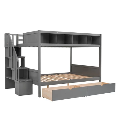 ModernLuxe Twin Over Full Bunk Bed with Storage Stairs & 2 Drawers 8 ModernLuxe Twin Over Full Bunk Bed with Storage Stairs & 2 Drawers - Image 6