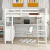 ModernLuxe Full Size Wooden Loft Bed with Desk and Storage Drawers