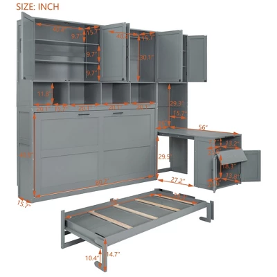 ModernLuxe Twin Murphy Bed with Integrated Desk, Cabinets & Shelving 6 ModernLuxe Twin Murphy Bed with Integrated Desk, Cabinets & Shelving - Image 4