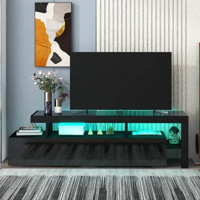 Modern TV Stand For TVs Up To 70'', UV High Gloss Surface Entertainment Center With DVD Shelf-ModernLuxe 3 Modern TV Stand For TVs Up To 70'', UV High Gloss Surface Entertainment Center With DVD Shelf-ModernLuxe