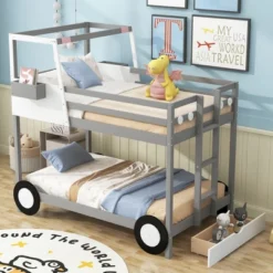 ModernLuxe Twin Over Twin Car-Shaped Bunk Bed with Drawers and Shelves -Luxe Furniture Sale GUEST 30dc721a d10b 4492 9906 870ef1ddb6aa