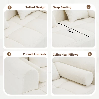 Modular Sectional Sofa With 5 Pillows, Free-combined Sofa Couch With Chaise Lounge & Loveseat, Beige/Blue/Gray/Green-ModernLuxe 6 Modular Sectional Sofa With 5 Pillows, Free-combined Sofa Couch With Chaise Lounge & Loveseat, Beige/Blue/Gray/Green-ModernLuxe - Image 4