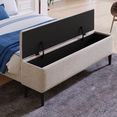 ModernLuxe Queen Size Upholstered Wood Storage Platform Bed Frame with Integrated Ottoman Bench 10 ModernLuxe Queen Size Upholstered Wood Storage Platform Bed Frame with Integrated Ottoman Bench - Image 8