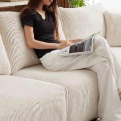 106"W Modular Combination Style Sofa, Modern Minimalist Corduroy Sofa With 2 Comfort Pillows And USB & C Charging Ports 4S - ModernLuxe -Luxe Furniture Sale GUEST 31979894 c3a2 437c 9e6b 5bb4788220b2