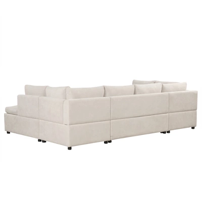 117.3"W Oversized Sectional Sofa U- Shaped Sofa Couch Pull-out Sofa Bed With Two Throw Pillows - ModernLuxe 13 117.3"W Oversized Sectional Sofa U- Shaped Sofa Couch Pull-out Sofa Bed With Two Throw Pillows - ModernLuxe - Image 11