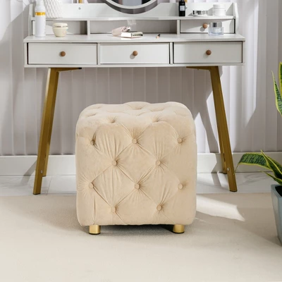 Modern Velvet Upholstered Ottoman - ModernLuxe 6 Modern Velvet Upholstered Ottoman - ModernLuxe - Image 4