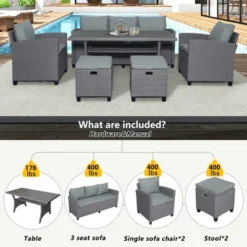 ModernLuxe 6-Piece Outdoor Rattan Wicker Patio Conversation & Dining Set 17 ModernLuxe 6-Piece Outdoor Rattan Wicker Patio Conversation & Dining Set -Luxe Furniture Sale GUEST 334672a3 80af 473d a898 d2a6ccb183e0