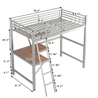 ModernLuxe Twin Size Metal Loft Bed with Built-in Desk and Shelves 4 ModernLuxe Twin Size Metal Loft Bed with Built-in Desk and Shelves - Image 2