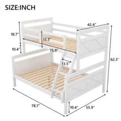 ModernLuxe Solid Wood Twin Over Full Bunk Bed with Safety Guardrails -Luxe Furniture Sale GUEST 34734494 1d79 4128 9da8 dc324b4ef01f