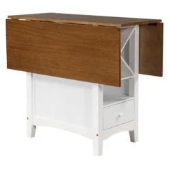 Farmhouse 5-Piece Dining Table Set With Drop Leaf, Wine Rack And Drawers-ModernLuxe -Luxe Furniture Sale GUEST 355f1a29 3491 4e84 a13c 993789b1389a