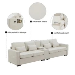 ModernLuxe 114.2" Linen Upholstered Sofa with Console & Wireless Charging 20 ModernLuxe 114.2" Linen Upholstered Sofa with Console & Wireless Charging -Luxe Furniture Sale GUEST 35a4b892 f59d 4a21 a0cc 3988642d60bf