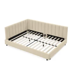 Full Size Upholstered Tufted Bed Frame With Backrest & Armrests, Velvet Sofa Bed For Bedroom Or Living Room, Gray/Beige/Black - ModernLuxe -Luxe Furniture Sale GUEST 35a6ebdf 6b96 42b8 a89d 65e602f2ea88