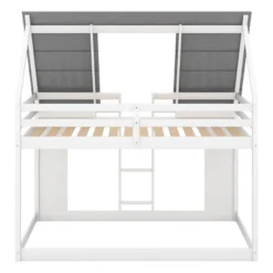 ModernLuxe Twin Over Twin Wood House Bunk Bed with Playful Roof and Ladder -Luxe Furniture Sale GUEST 36022c20 211f 4488 b117 e5f3747a4195