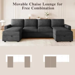 103.9"W Convertible U-Shaped Sectional Sofa With 2 Storage Chaises & 4 USB Ports For Living Room - ModernLuxe -Luxe Furniture Sale GUEST 36058a0a 093d 44fa 9224 6493c613893c