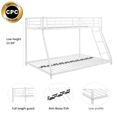 ModernLuxe Twin Over Full Metal Bunk Bed - Space-Saving Design with Ladder 5 ModernLuxe Twin Over Full Metal Bunk Bed - Space-Saving Design with Ladder - Image 3