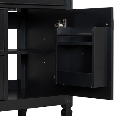 30" Bathroom Vanity With Ceramic Sink, Flip Drawer, 2 Storage Drawers & Adjustable Shelf, Compact Freestanding Vanity Cabinet - 13 30" Bathroom Vanity With Ceramic Sink, Flip Drawer, 2 Storage Drawers & Adjustable Shelf, Compact Freestanding Vanity Cabinet - - Image 11