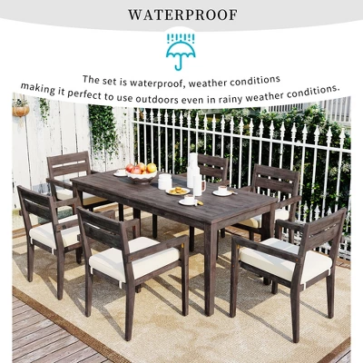 ModernLuxe 7-Piece Acacia Wood Outdoor Dining Set - All-Weather Patio Furniture with 6 Cushioned Chairs 5 ModernLuxe 7-Piece Acacia Wood Outdoor Dining Set - All-Weather Patio Furniture with 6 Cushioned Chairs - Image 3