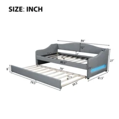 ModernLuxe Twin XL Upholstered Daybed with LED Lights and Trundle -Luxe Furniture Sale GUEST 37230aa6 b08c 41b4 adca 69440943062e