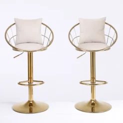 Set Of 2 Modern Style 360 Degree Swivel Bar Stools With Metal Adjustable Base - ModernLuxe -Luxe Furniture Sale GUEST 3774329f f4bb 4848 9ebc ee9f1fac58e6